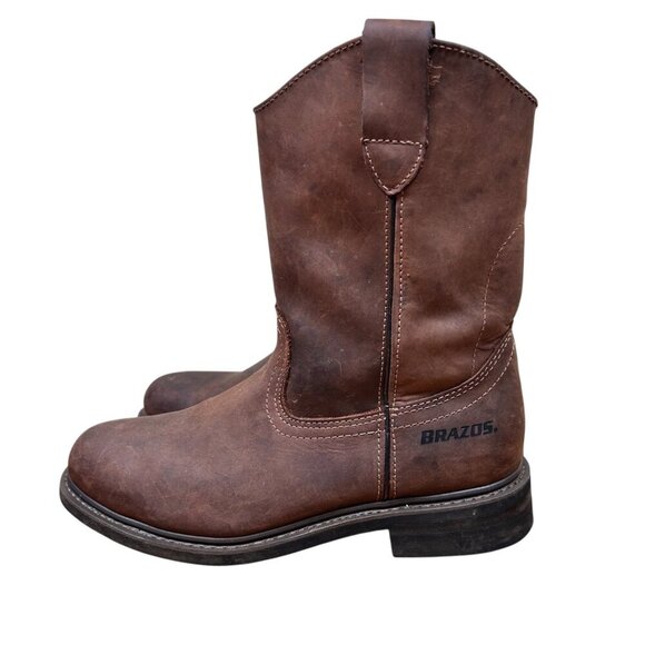 Brazos Crazy Horse 11 Men Leather Boot Work Outdoors Brown - Picture 1 of 9